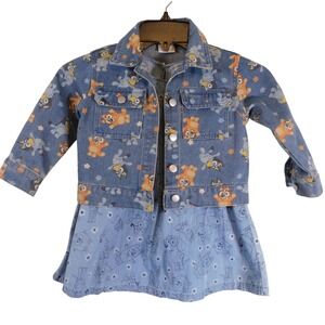 Bluey Bingo Girls Denim Jacket and Cotton Dress 2 Piece Set Blue 2T